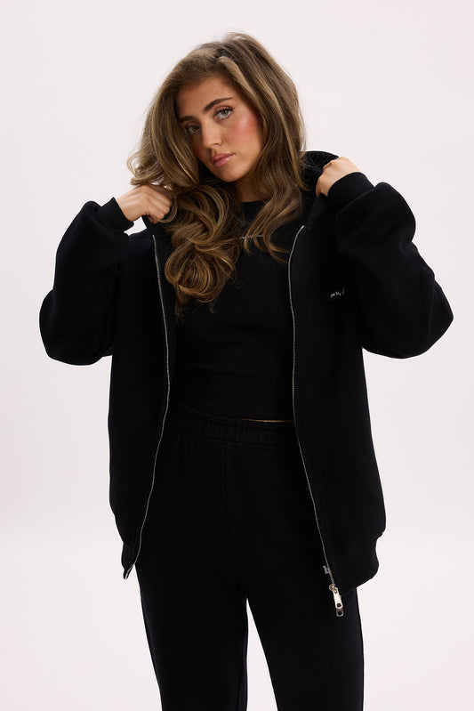 Black Bly Club Zip Hoodie