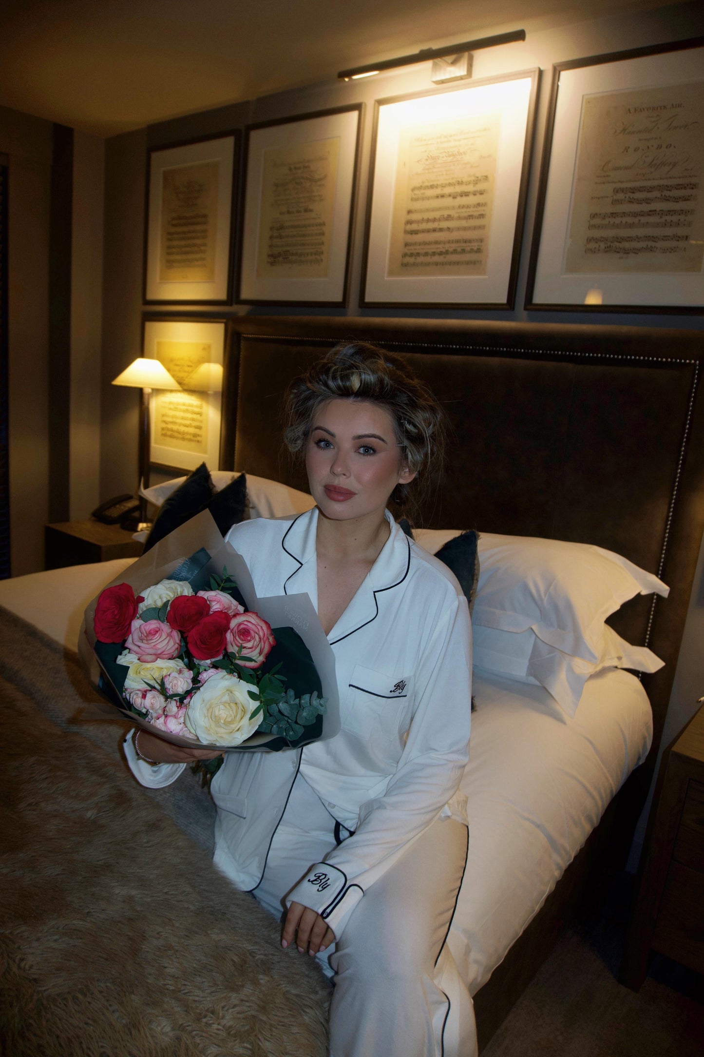 Bly Cotton Pyjamas White Black