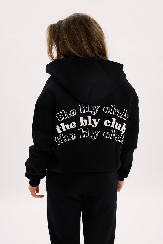 Black Bly Club Zip Hoodie